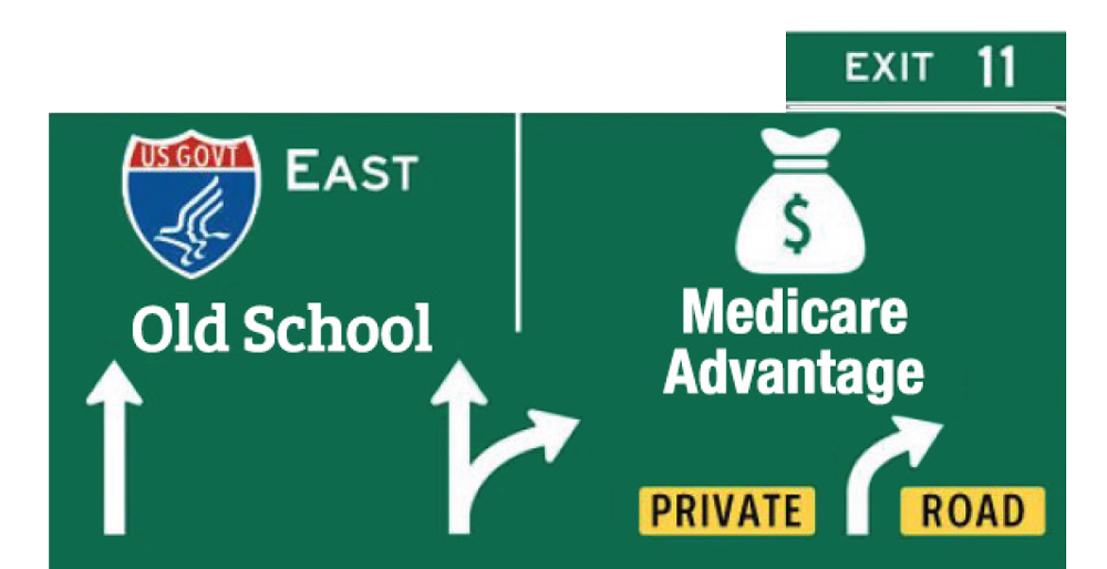 Road Sign - Exit 11 for Medicare Advantage